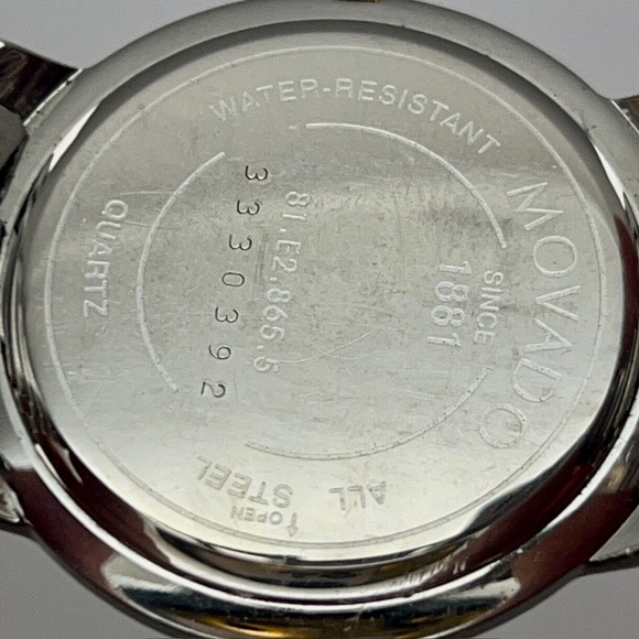 Movado Swiss Black and Silver Mens Watch Working - Picture 10 of 11